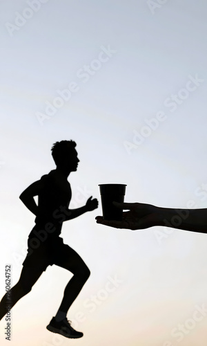 Wallpaper Mural Runner receiving water from a volunteer during a marathon event   Torontodigital.ca