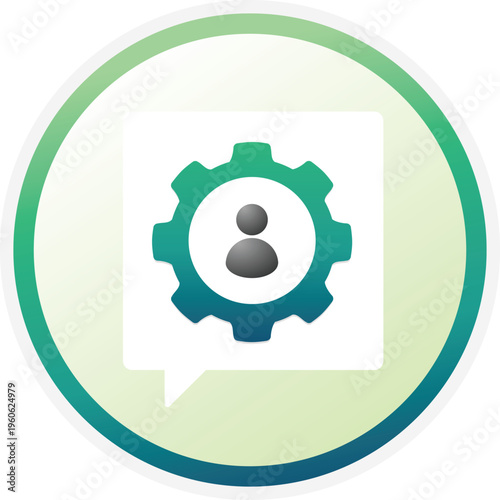 Web3 User Settings Icon. Automation Cogwheel Design, Digital Chat Interface. User Profile and Preferences, Tech Solutions, Modern Communication, Chatbot, Web3, Gear Symbol for Automation Systems