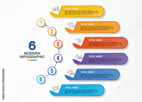 Infographic 6 Process, Marketing Conversion Growth Success.