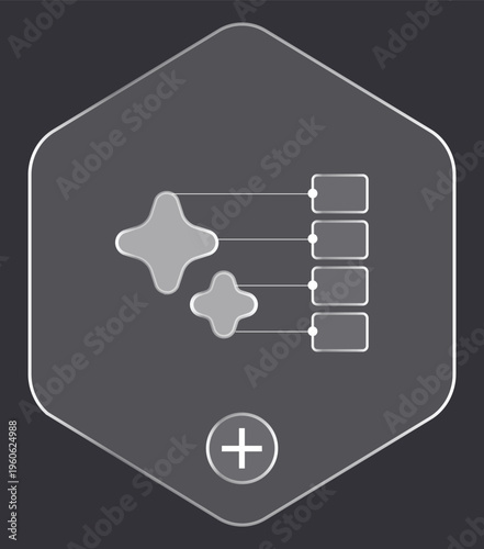 Futuristic Glassmorphism Analytics Icon. Web3 Automation 4 infographic Design. Modern Computing Symbol. Digital Transformation, Data Analysis, Artificial Intelligence, Automation in Web3 Environment