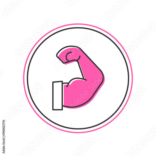 Filled outline Bodybuilder showing his muscles icon isolated on white background. Fit fitness strength health hobby concept. Vector