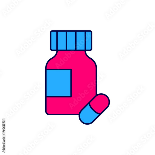 Filled outline Sedative pills icon isolated on white background. Vector