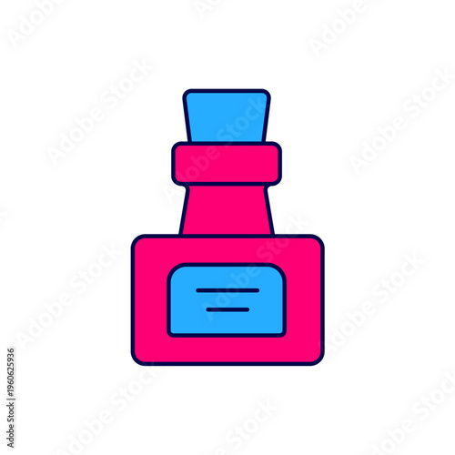 Filled outline Bottle with potion icon isolated on white background. Flask with magic potion. Happy Halloween party. Vector