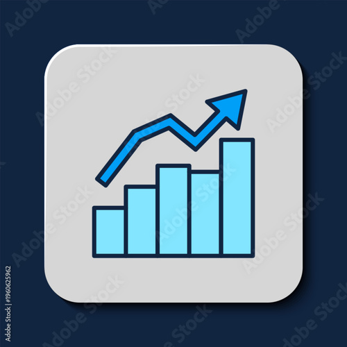 Filled outline Financial growth increase icon isolated on blue background. Increasing revenue. Vector