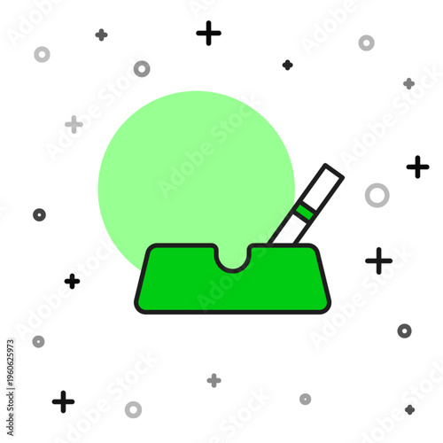 Filled outline Ashtray with cigarette icon isolated on white background. Vector