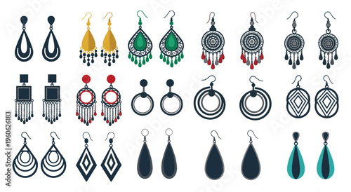 Collection of various stylish modern and traditional earrings