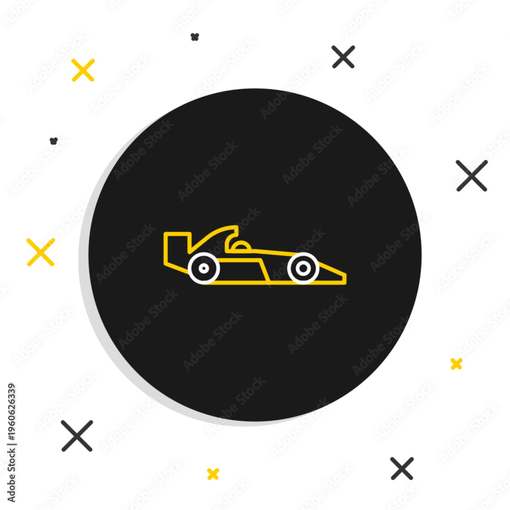Obraz premium Line Formula 1 racing car icon isolated on white background. Colorful outline concept. Vector