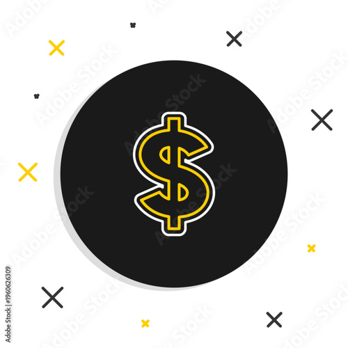 Line Dollar symbol icon isolated on white background. Cash and money, wealth, payment symbol. Casino gambling. Colorful outline concept. Vector