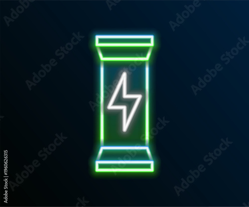 Glowing neon line Sports nutrition bodybuilding proteine power drink and food icon isolated on black background. Colorful outline concept. Vector