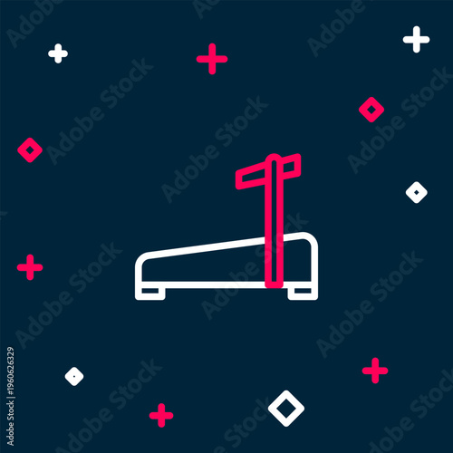 Line Treadmill machine icon isolated on blue background. Colorful outline concept. Vector