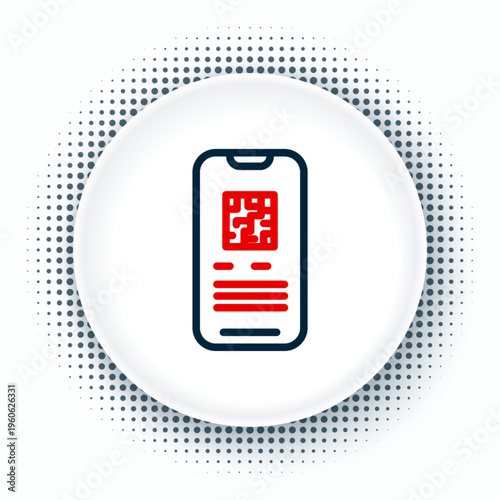Line Online ticket booking and buying app interface icon isolated on white background. E-tickets ordering. Electronic train ticket on screen. Colorful outline concept. Vector