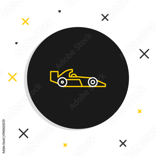 Line Formula 1 racing car icon isolated on white background. Colorful outline concept. Vector