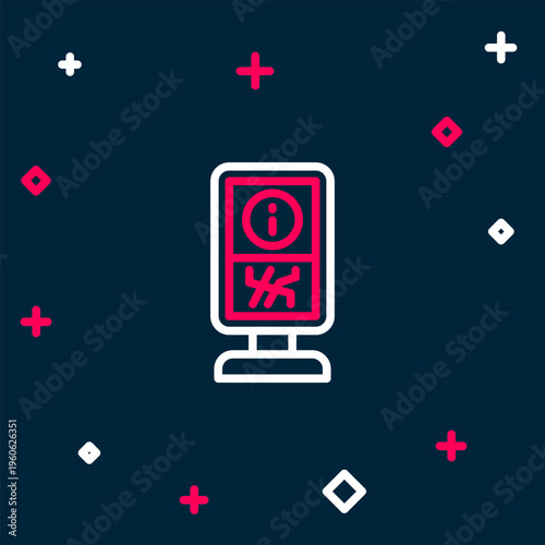 Line Information stand icon isolated on blue background. Colorful outline concept. Vector