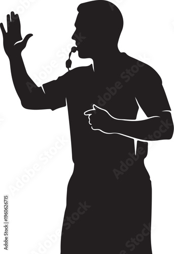 Silhouette man smoking pipe, gesturing, black silhouette on white background, vector illustration