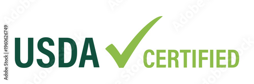 USDA Certified Professional Label with Green Checkmark Icon for Government Regulated Food Standards and Organic Agricultural Quality Assurance