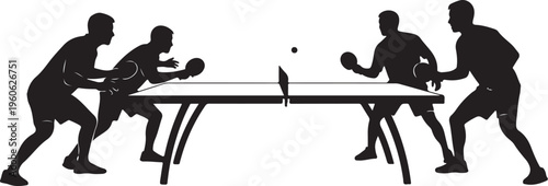 Table tennis, ping pong, black silhouette, sport icon, vector graphics