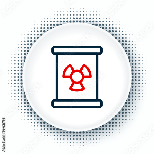 Line Radioactive waste in barrel icon isolated on white background. Toxic refuse keg. Radioactive garbage emissions, environmental pollution. Colorful outline concept. Vector