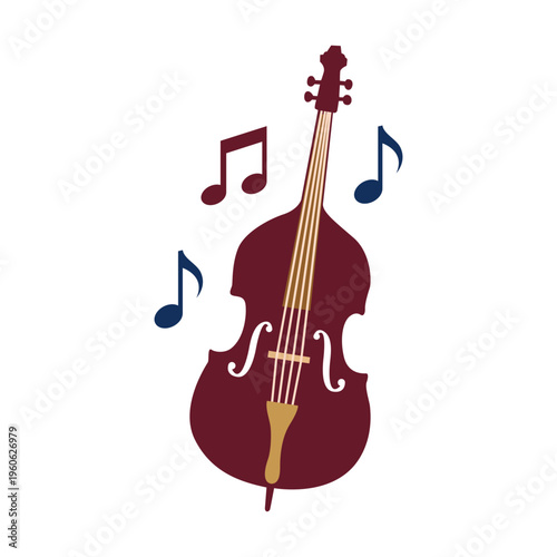 Upright Bass and Music Notes