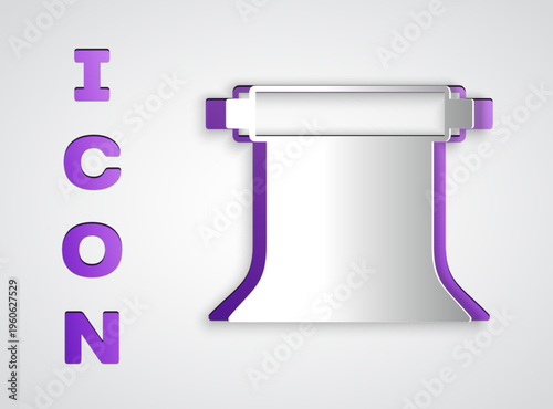 Paper cut Empty photo studio icon isolated on grey background. Screen backdrop. Paper art style. Vector