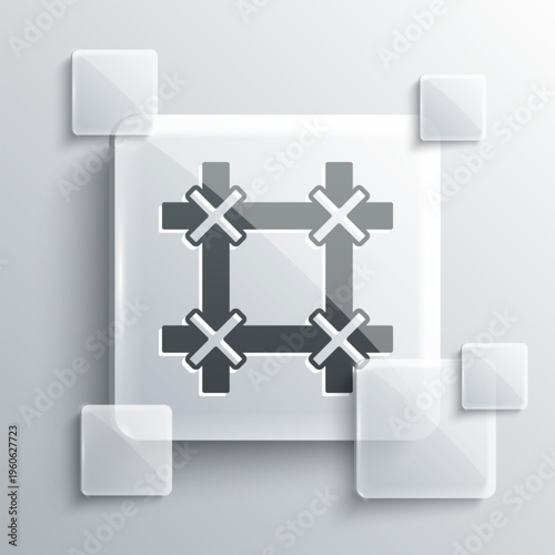 Grey Prison window icon isolated on grey background. Square glass panels. Vector