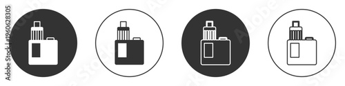 Black Vape mod device icon isolated on white background. Vape smoking tool. Vaporizer Device. Circle button. Vector