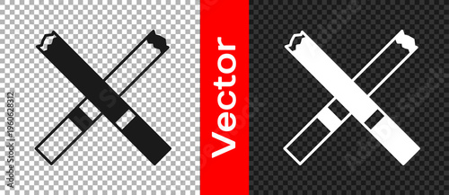 Black Cigarette icon isolated on transparent background. Tobacco sign. Smoking symbol. Vector
