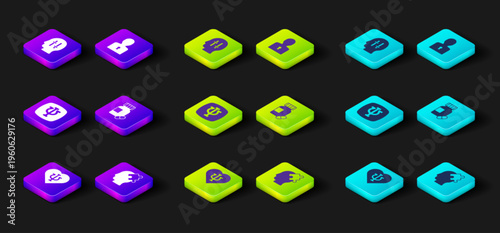 Set Psychology, Psi, Solution to the problem, Sedative pills, and icon. Vector