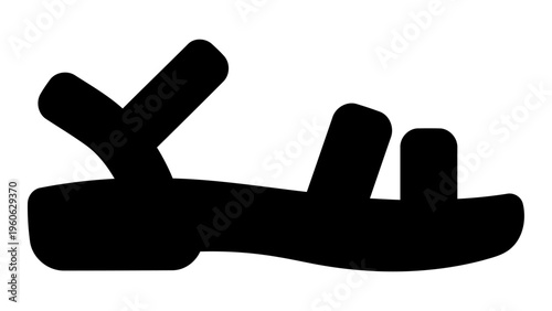 Flat sandals icon, minimalist footwear symbol for summer fashion