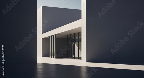 Modern architectural design with geometric shapes and shadows.