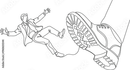 Business Competition and Pressure Concept Big Foot Stepping on Businessman Illustration