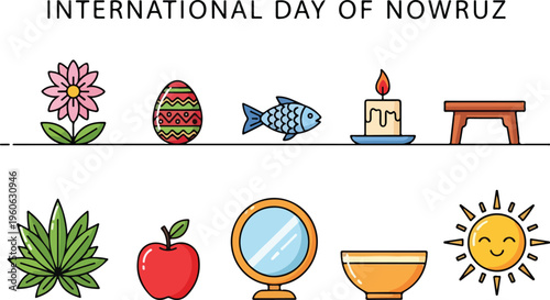 Colorful Icons Celebrating International Day of Nowruz A Visual Representation of Spring and Renewal