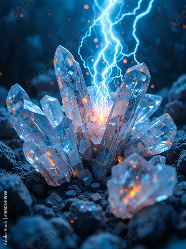 Abstract View of Piezoelectric Crystals Generating Electricity