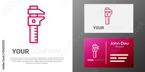 Logotype line Calliper or caliper and scale icon isolated on white background. Precision measuring tools. Logo design template element. Vector