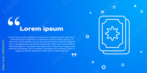 White line Tarot cards icon isolated on blue background. Magic occult set of tarot cards. Vector