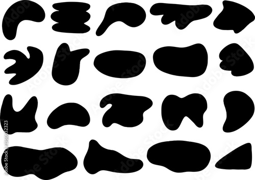 random shape black abstract set doodle free style bubble