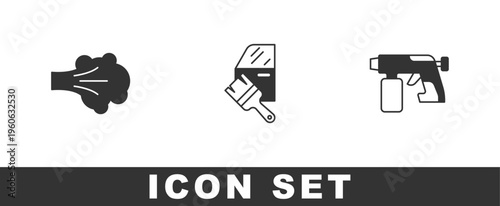 Set Paint spray, Car painting and gun icon. Vector