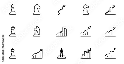 Business strategy and growth concept with chess pieces and graphs