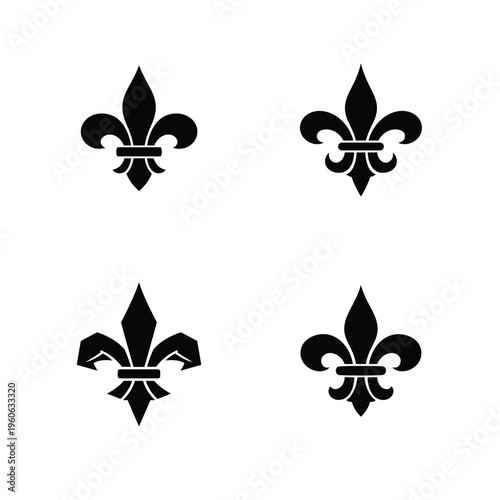 Fleur De Lis Symbols Black Silhouette Graphic Elements