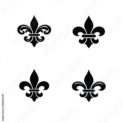 Fleur De Lis Symbols Black Silhouette Graphic Elements
