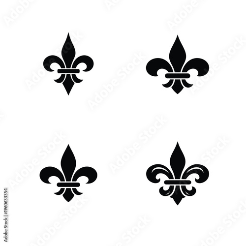 Black fleur de lis symbols on white background