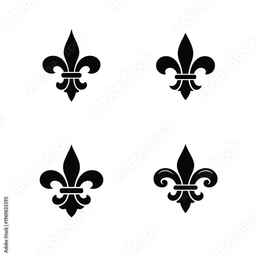 Black fleur de lis symbols on white background