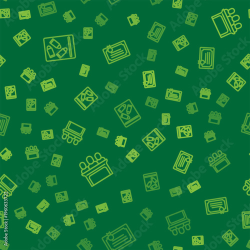 Set line Evidence bag and bullet, Jurors and Certificate template on seamless pattern. Vector