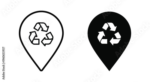 Free Download Recycling location pin icon set, map marker with recycle symbol - GFXLoad