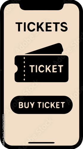 Mobile Ticket Purchase Illustration with Smartphone