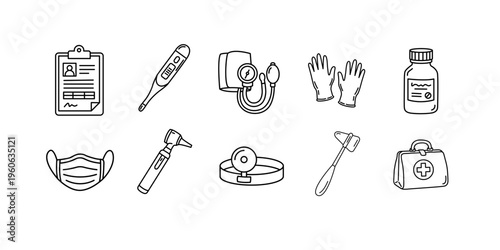 Medical Tools Doodle Icons Set