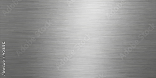 Polished silver brushed metal texture background with a shiny stainless steel surface pattern and industrial grey aluminum plate reflection