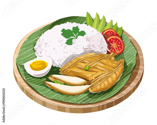 Hearty meatball soup with egg and noodles served in a deep bowl for authentic culinary taste - Vector Illustration