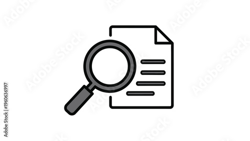 Magnifying glass on document icon for research and investigation concepts