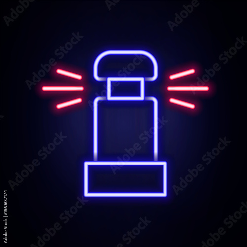 Glowing neon line Automatic irrigation sprinklers icon isolated on brick wall background. Watering equipment. Garden element. Spray gun icon. Colorful outline concept. Vector