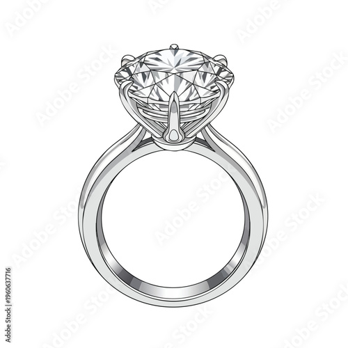 A diamond set in a prong setting on a white gold ring band